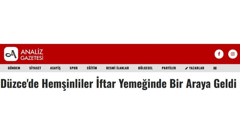 HEMŞİNLİLER İFTAR YEMEĞİNDE BİRARAYA GELDİ